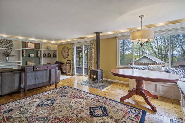 Fireplace, Interior, Pendant Lights, Wood Texture Flooring