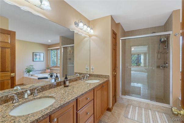 Bathroom, Dual Sink Vanities, Glass Shower, Interior, Recessed Lighting