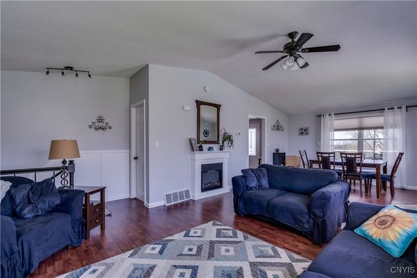 Dining room, Fireplace, Interior, Living room, Wood Texture Flooring