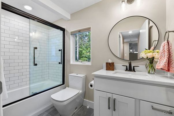 Bathroom, Glass Shower, Interior, Recessed Lighting
