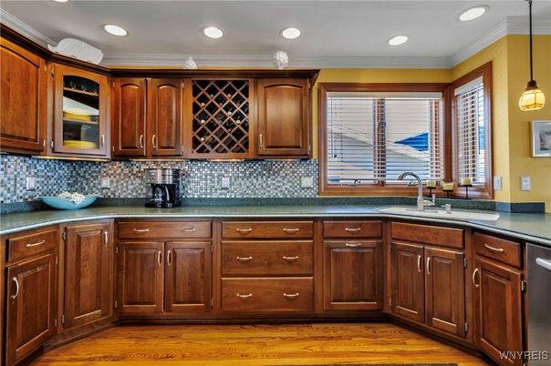 Interior, Kitchen, Pendant Lights, Recessed Lighting, Wood Texture Flooring