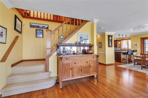 Dining room, Interior, Kitchen, Pendant Lights, Wood Texture Flooring