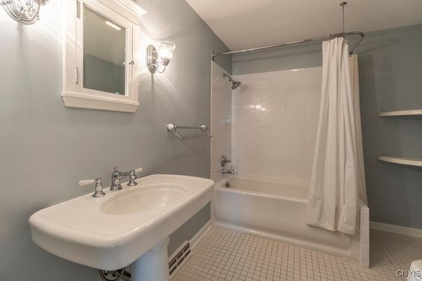 Bathroom, Dual Sink Vanities, Interior, Recessed Lighting, Wood Texture Flooring