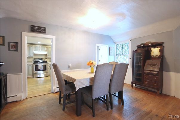 Dining room, Interior, Kitchen, Stainless Steel Appliances, Wood Texture Flooring
