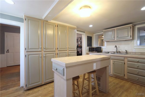 Interior, Kitchen, Recessed Lighting, Wood Texture Flooring