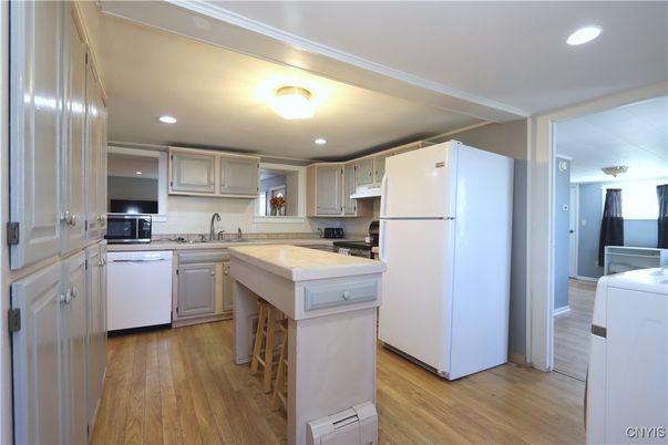 Interior, Kitchen, Recessed Lighting, Wood Texture Flooring