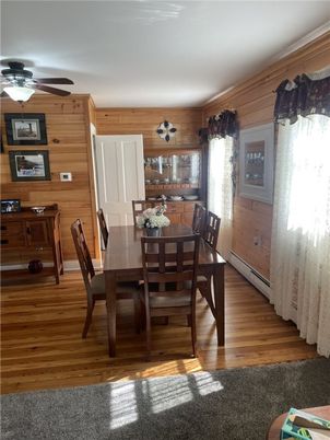 Dining room, Interior, Wood Texture Flooring, Wooden Walls