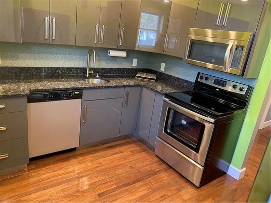Interior, Kitchen, Stainless Steel Appliances, Wood Texture Flooring