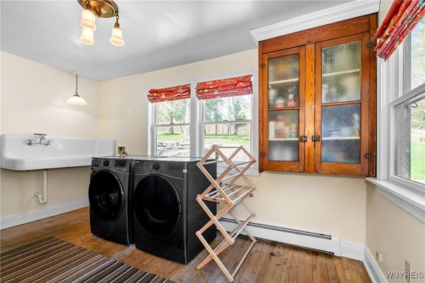 Interior, Pendant Lights, Washer, Wood Texture Flooring