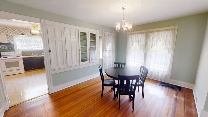 Dining room, Interior, Kitchen, Pendant Lights, Wood Texture Flooring