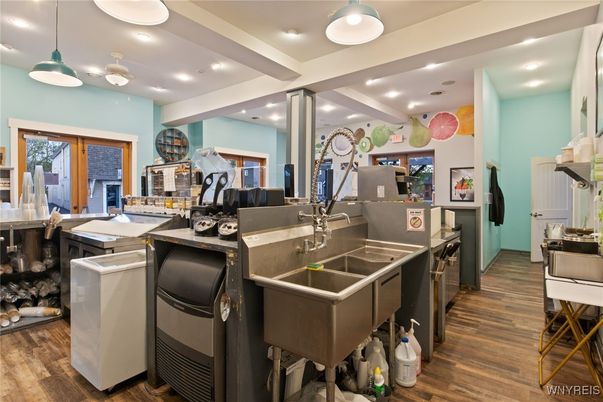 Interior, Kitchen, Pendant Lights, Recessed Lighting, Wood Texture Flooring