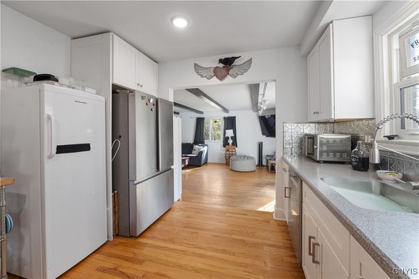 Interior, Kitchen, Recessed Lighting, Wood Texture Flooring