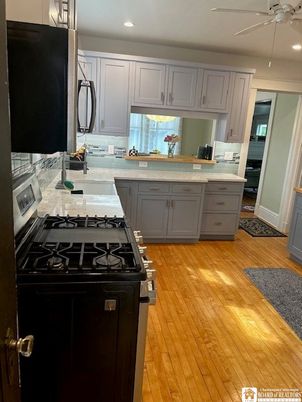 Interior, Kitchen, Recessed Lighting, Wood Texture Flooring