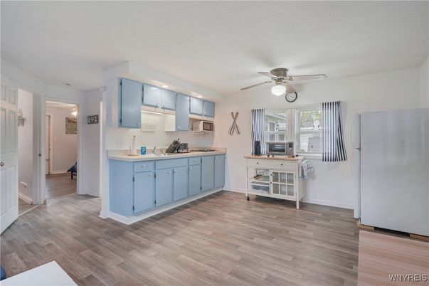 Interior, Kitchen, Recessed Lighting, Wood Texture Flooring