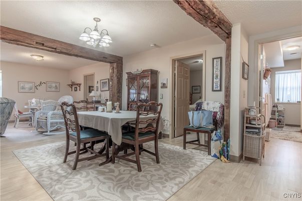 Chandelier, Dining room, Interior, Wood Texture Flooring