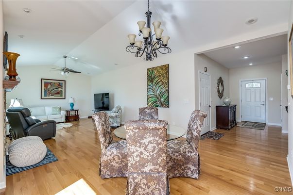 Chandelier, Dining room, Interior, Living room, Recessed Lighting, Wood Texture Flooring