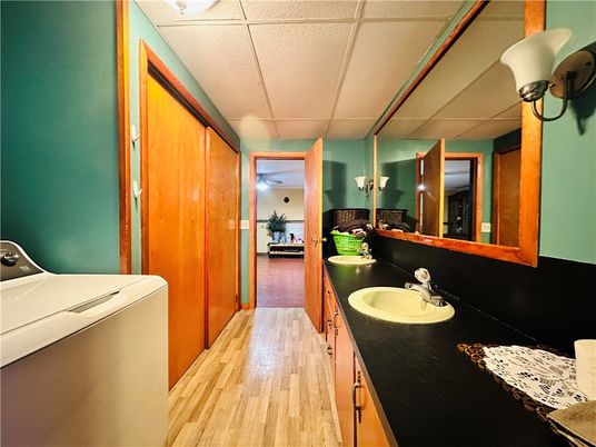 Interior, Washer, Wood Texture Flooring