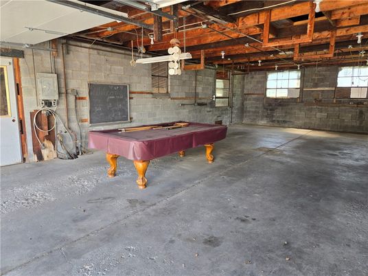 Billiard Table, Game Room, Interior, Stone Walls