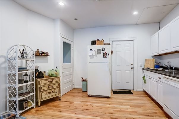 Interior, Kitchen, Recessed Lighting, Wood Texture Flooring