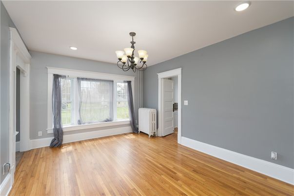 Chandelier, Empty room, Interior, Recessed Lighting, Wood Texture Flooring