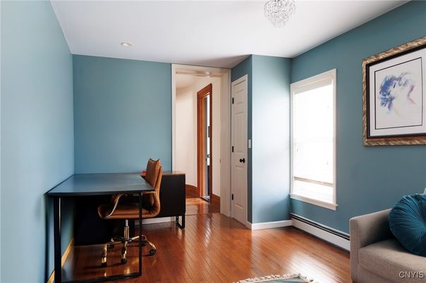 Home Office, Interior, Recessed Lighting, Wood Texture Flooring
