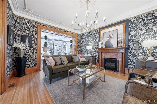 Chandelier, Fireplace, Interior, Living room, Wood Texture Flooring