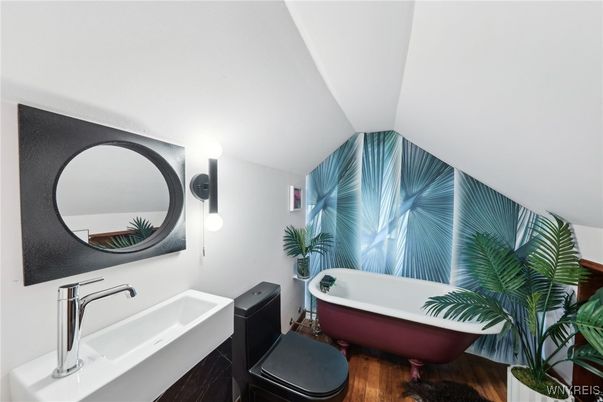Bathroom, Free Standing Baths, Interior, Wood Texture Flooring