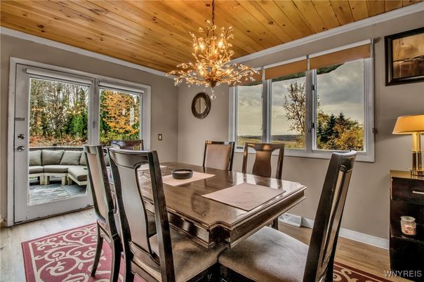 Chandelier, Dining room, Interior, Wooden Ceilings, Wood Texture Flooring