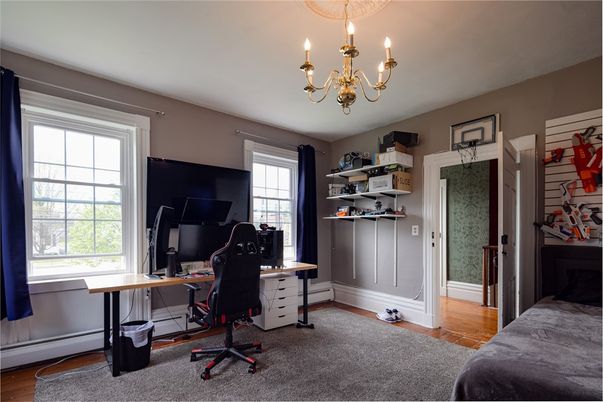 Chandelier, Home Office, Interior, Wood Texture Flooring