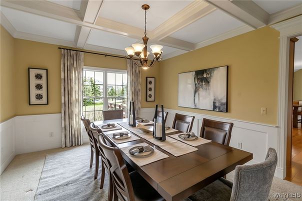 Chandelier, Dining room, Interior, Wood Texture Flooring