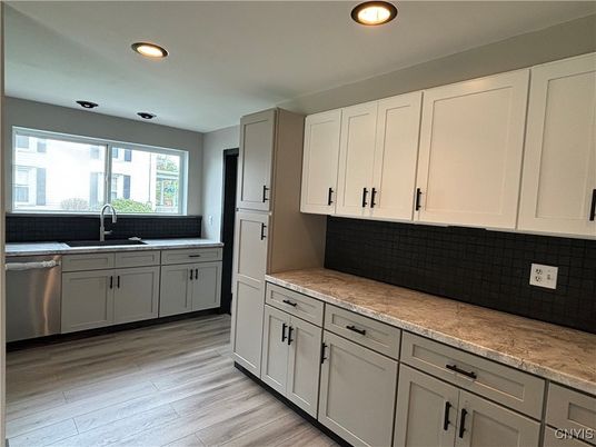 Interior, Kitchen, Recessed Lighting, Wood Texture Flooring