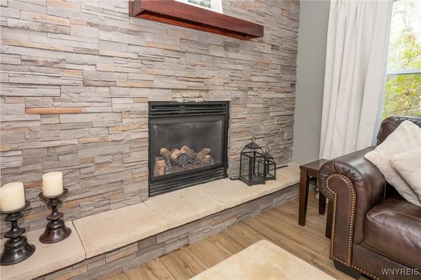 Fireplace, Interior, Stone Walls, Wood Texture Flooring