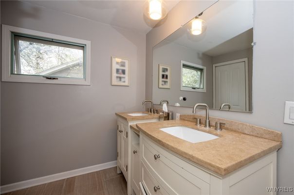 Bathroom, Dual Sink Vanities, Interior, Wood Texture Flooring