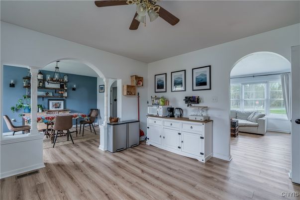 Chandelier, Dining room, Interior, Wood Texture Flooring