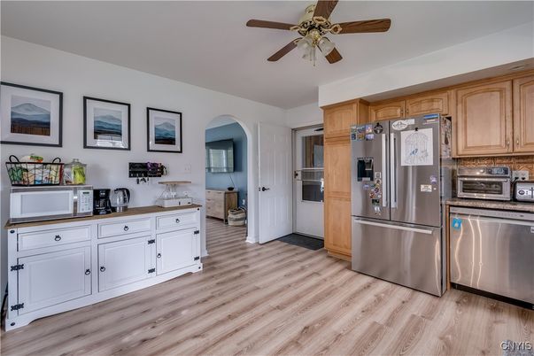 Interior, Kitchen, Stainless Steel Appliances, Wood Texture Flooring