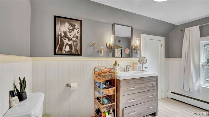 Bathroom, Dual Sink Vanities, Interior, Wood Texture Flooring