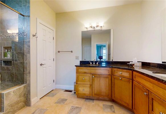 Bathroom, Dual Sink Vanities, Glass Shower, Interior
