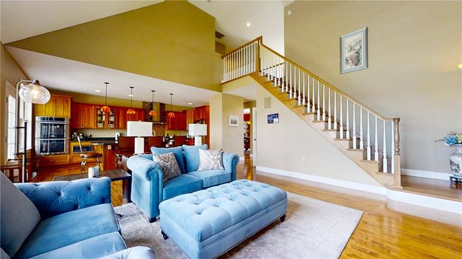 Interior, Kitchen, Living room, Pendant Lights, Recessed Lighting, Stainless Steel Appliances, Wood Texture Flooring