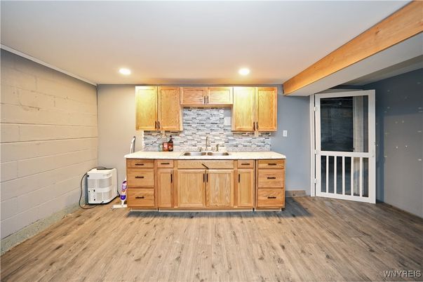 Interior, Kitchen, Recessed Lighting, Wood Texture Flooring