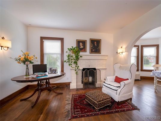 Fireplace, Home Office, Interior, Wood Texture Flooring