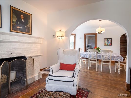 Dining room, Fireplace, Interior, Wood Texture Flooring