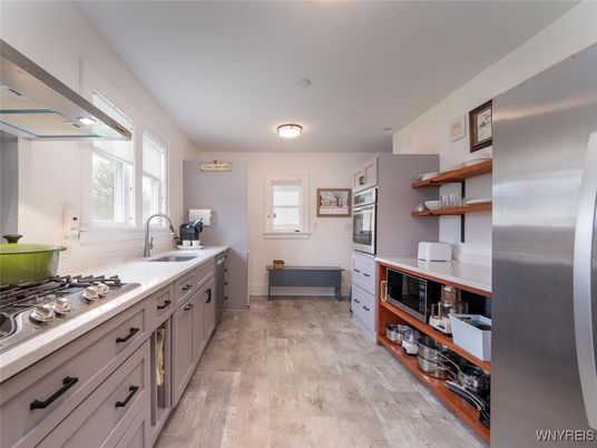Interior, Kitchen, Stainless Steel Appliances, Wood Texture Flooring