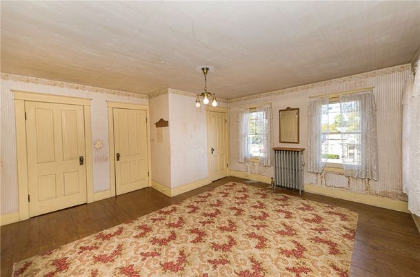 Empty room, Interior, Pendant Lights, Wood Texture Flooring