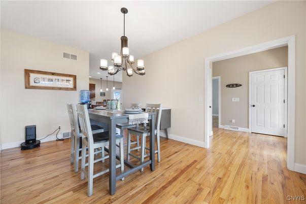 Chandelier, Dining room, Interior, Pendant Lights, Wood Texture Flooring
