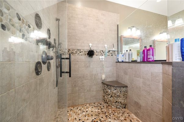 Bathroom, Glass Shower, Interior, Stone Walls
