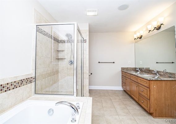 Bathroom, Dual Sink Vanities, Glass Shower, Interior