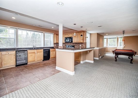 Billiard Table, Game Room, Interior, Kitchen, Pendant Lights, Recessed Lighting