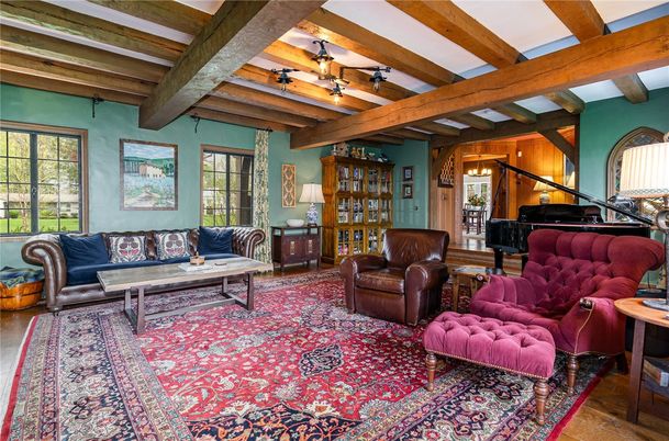 Interior, Living room, Piano, Wooden Beams, Wood Texture Flooring
