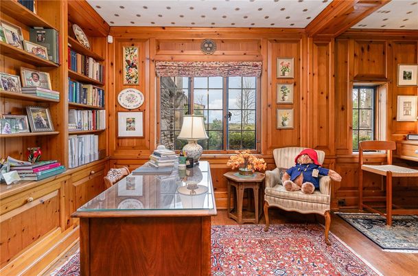 Home Office, Interior, Wood Texture Flooring, Wooden Walls