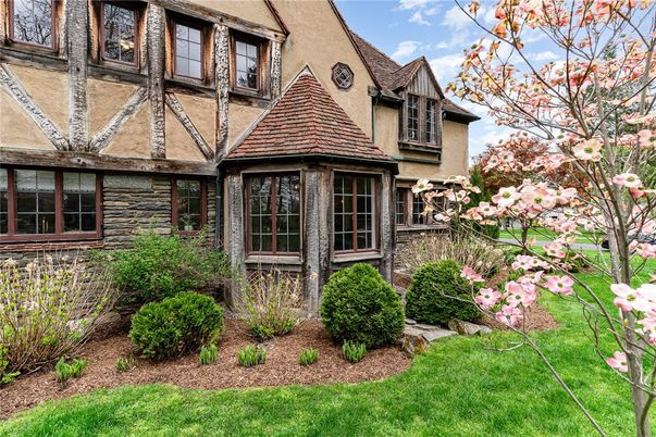 Backyard, Exterior, Facade, Brick Facade, Pool, Tudor Revival